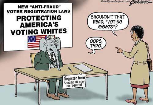 GOP Elephant in front of sign:  "Protect America's Voting Whites: