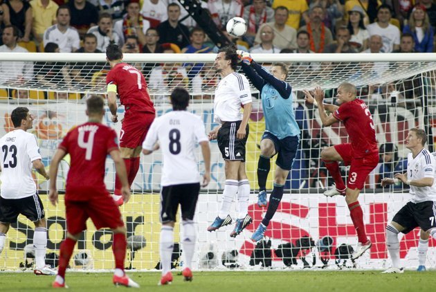 Portugal woke up a bit too late and also had some bad luck. A draw would have been just.
Portugal vs. Germany 0:1, EURO 2012&#160;09.06.2012(via Euro 2012 Photos | Pictures - Yahoo! Sport UK)