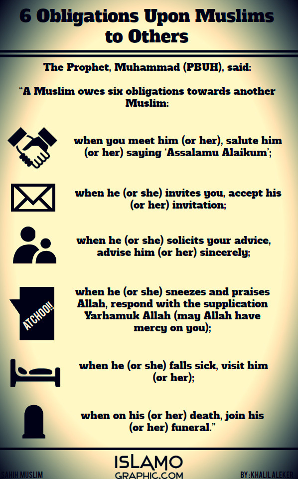6 Obligations Upon Muslims towards another Muslims