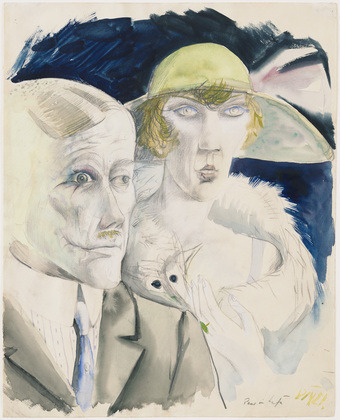 Otto Dix, Café Couple (Paar im Café), 1921. Watercolor and pencil on paper, 20 x 16 1/8” (50.8 x 41 cm). Purchase. © 2012 Artists Rights Society (ARS), New York / VG Bild-Kunst, Bonn