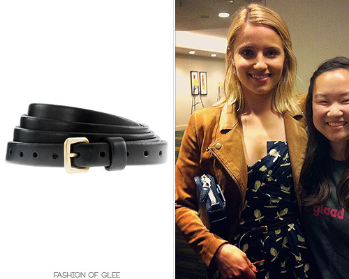 Dianna Agron and a fan pose backstage at the GLAAD Media Awards rehearsals, San Francisco, June 2, 2012 J. Crew Skinny Leather Belt - $24.99 Worn with: Madewell jacket, Anthropologie dress, Opening Ceremony clutch