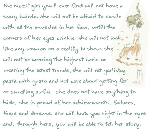 The nicest girl you&#8217;ll ever find will not have a scary hairdo | FOLLOW BEST LOVE QUOTES ON TUMBLR  FOR MORE LOVE QUOTES