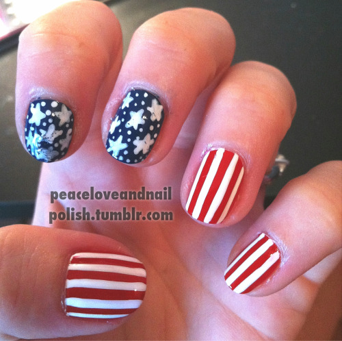 Fourth of July nails :) Please excuse the fact that I smudged the pointer