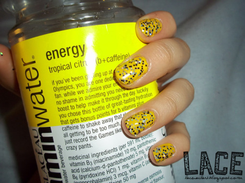 Tagged: nail art, yellow, OPI, glitter, vitamin water, shiny, sunny,