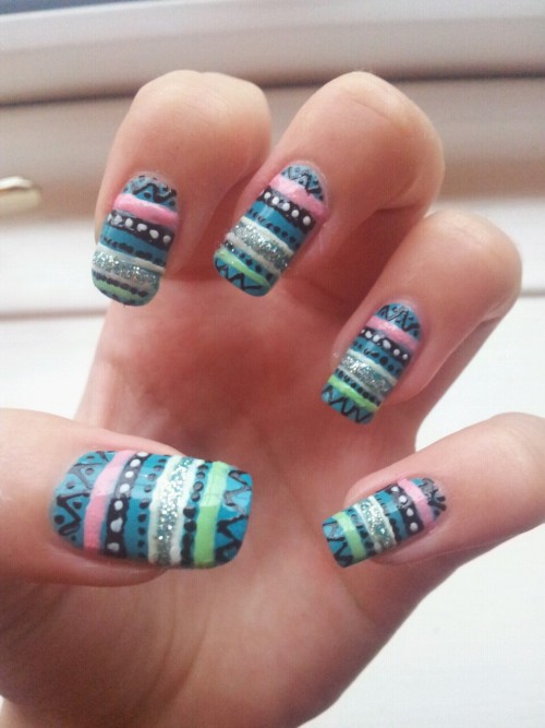 ... nail art # nail varnish # aztec nails # cool nails # nails # nail