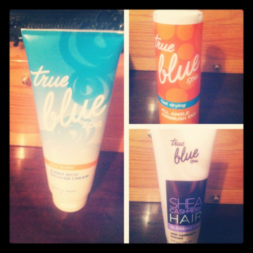 Hey guys sorry it&#8217;s been a while. I recently picked up 3 items from bath and body works that I am absolutely in love with. 
The true blue line is amazing I highly recommend trying it out. There are usually deals like buy 2 get 1 free. Which is what I did. 
The first product is the Shea butter super rich shower cream. I adore this it leaves my skin so soft! And doesn&#8217;t irritate my sensitive skin. There is no need for shaving cream this acts as a perfect lather. If you have dry skin this should be perfect for you. 
Next up is the fast drying all angle spray tan. I really like the color of this fake tanner it&#8217;s natural and build able. The only thing is there is no color guard so you have to be very careful when applying. I do have some spots on my feet that were messed up. Also there is a scent but it is similar to the rest of the line so it&#8217;s not a big deal for me. 
Lastly I picked up the Shea cashmere hair glossing cream. This product gives my hair some moisture and shine without weighing it down. Be careful not to use too much. I also really love the scent, Pepp even said I smell like a cookie haha. 

Hope you guys have a great night! 
P.s. Pepp and I both dyed our hair so I&#8217;ll try to post pics of that soon. 

TinK Xx