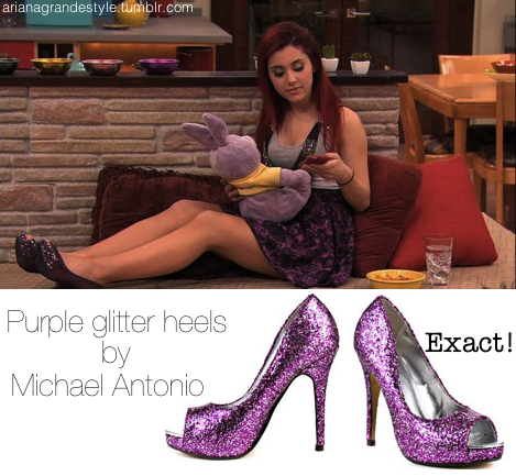 Cat spotted on Victorious in these awesome Purple Glitter Heels by Michael Antonio. 