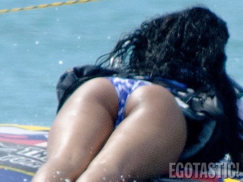 Rihanna Shows Her Bikini Bottom While Doing a Watersport in Barbados #6