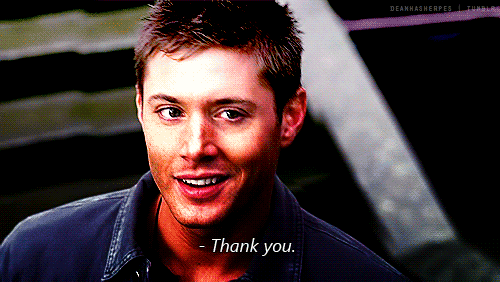 SPNG Tags: Dean / Jensen / Thank you /
A special thanks to  mishamigominion for submitting this! I need all the &#8220;thank you&#8221; gifs I can get!
Looking for a particular Supernatural reaction gif? This blog organizes them so you don’t have to spend hours hunting them down.