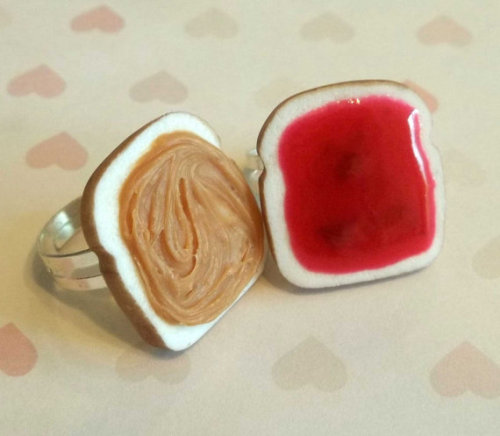 Peanut Butter and Jelly BFF Rings
You&#8217;re the PB to my J~~
Sold on Etsy.