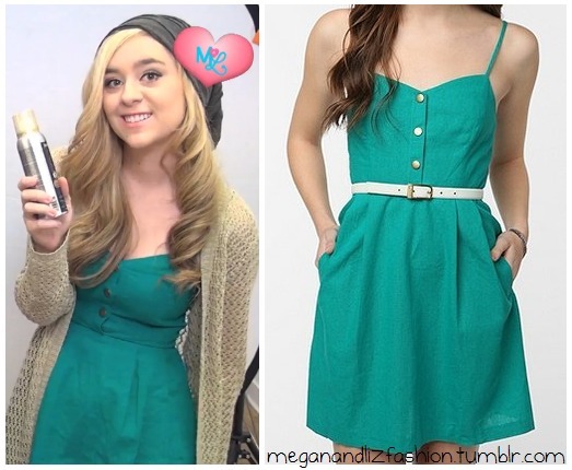 This is the lovely green dress Liz wore in the video they took at tumblr, doing a Ke$ha Makeover on one of the staff members. (watch the video here)
You can buy her dress HERE for $39 from Urban Outfitters