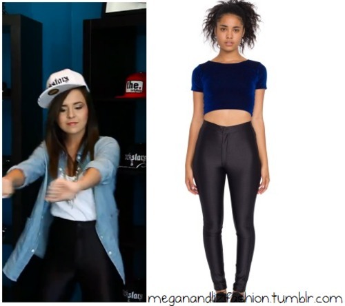 Megan wears these black American Apparel pants in their video where they go shopping with Brittani Louise Taylor (watch the video here)You can buy the pants HERE for $82 from American Apparel