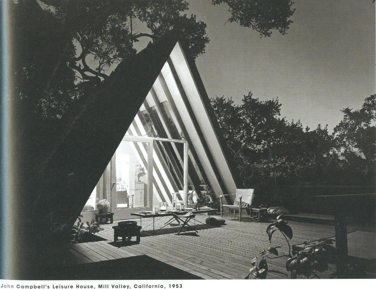 cabinporn:

John Campbell’s “Leisure House” in Mill Valley, CA. 1953.
This photo and many others are available in Chad Randl’s book A-Frame.
