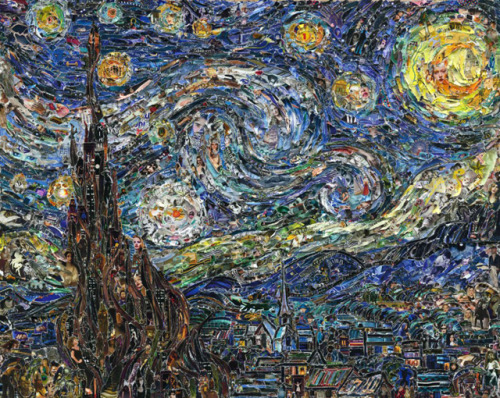 Famous Paintings Recreated Using Torn Magazine Pieces by Vik Muniz