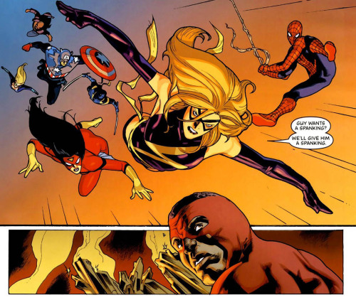 Ms. Marvel - GUY WANTS A SPANKING&#8230;WE"LL GIVE HIM A SPANKING (from New Avengers #55