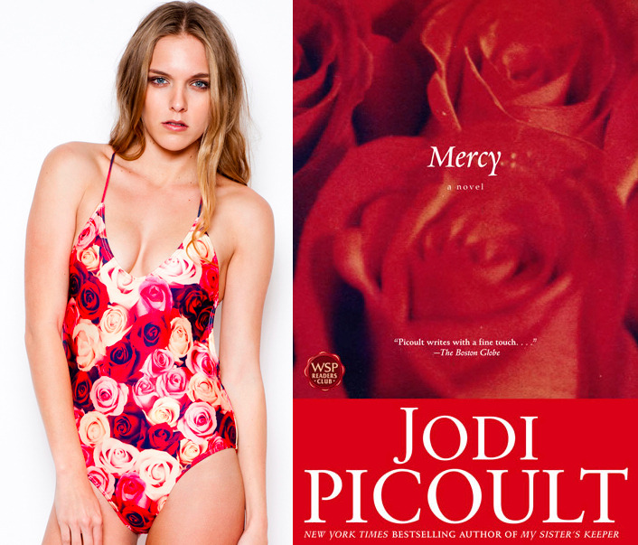 The book: Mercy by Jodi Picoult<br /><br />The first sentence: “When she had packed all the artifacts that made up their personal history into liquor store boxes, the house became a strictly feminine place.”<br /><br />The bathing suit: We Are Handsome Lover Swimsuit