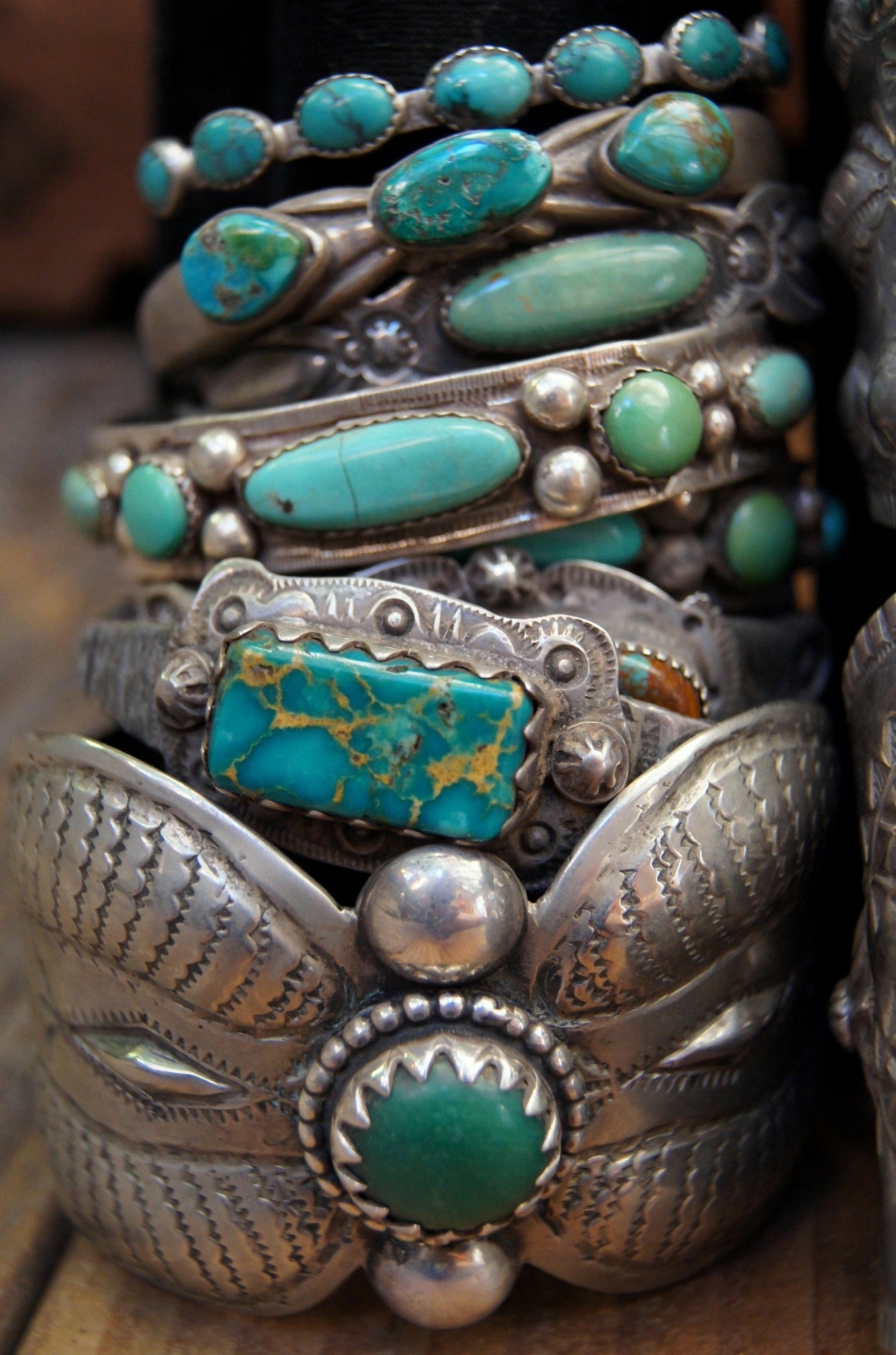 ayyplusvee:

Turquoise bracelets by Greg Thorne.

