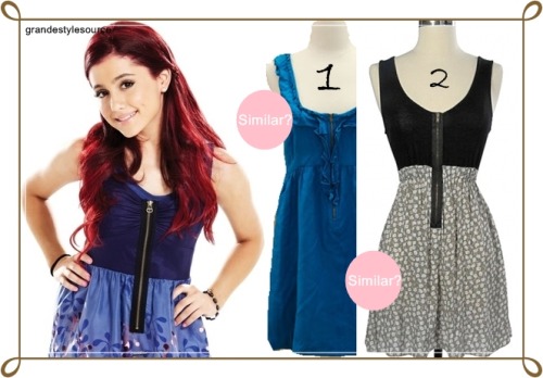 Requested: Ariana Grande as Cat Valentine1 Similar Urban Outfitters Kimchi Blue Dress | $58Also available at Ebay | $39 (only size M)  2 Similar Blooming Contrast Dress | $29&#160;(wrong color) Other similar dresses: Sunday Stroll dress, Way to imbroglio Dress, Flower Show Dress, I Sup-posy You&#8217;re Right Dress (pink)