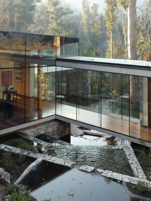 House in Lo Curro 
Designed by  Schmidt Arquitectos Asociados, the house is Located in Lo Curro hill in the capital of Chile, Santiago. The site, long and with gentle slope, is covered with a forest of eucalyptus trees planted 30 years ago