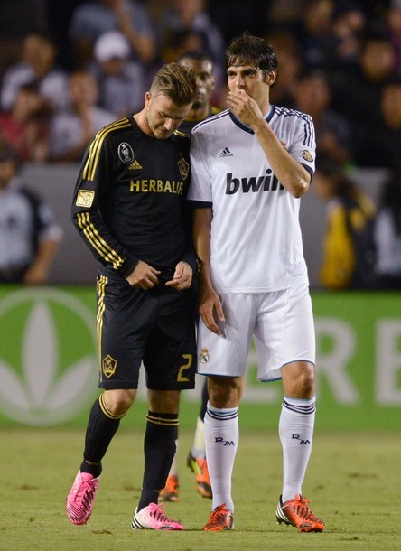  Sharing a little secret?(via Photo from Getty Images)
LA Galaxy vs. Real Madrid 1:5, 03.08.2012
