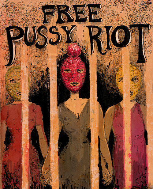 #freepussyriot poster<br />
Download Hi-Res Here.  Print, post, mashup, share<br />
Learn more about Pussy Riot Here