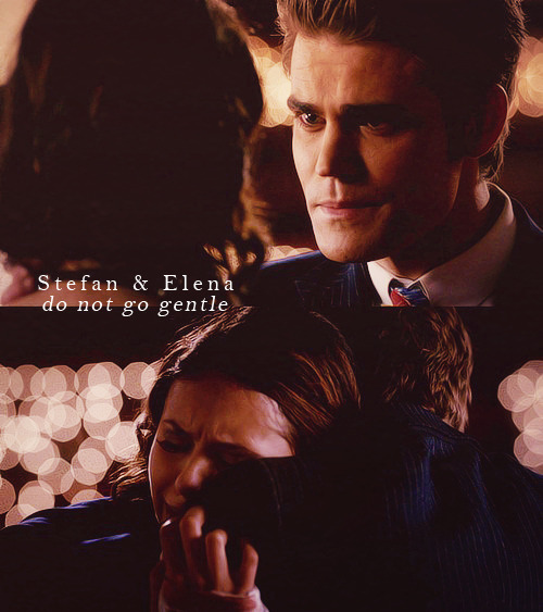 somethingalwaysbringsmebacktoyou:

Do Not Go Gentle ♥

Stefan: I want you to come with me.Elena: I’m not done.Stefan: Please. We were in this gym the night Klaus compelled me to turn my feelings off. I thought I hit rock bottom in the 20’s but after I bit you I never wanted to feel anything again. But someone kept telling me that it was okay to feel. No matter how much it hurt. That our emotions are what make us human. But more than that, to never lose hope.Elena: Who gave you that horrible advice? Stefan: Just this girl I used to date. Elena: I don’t have anyone anymore.Stefan: You have me. 