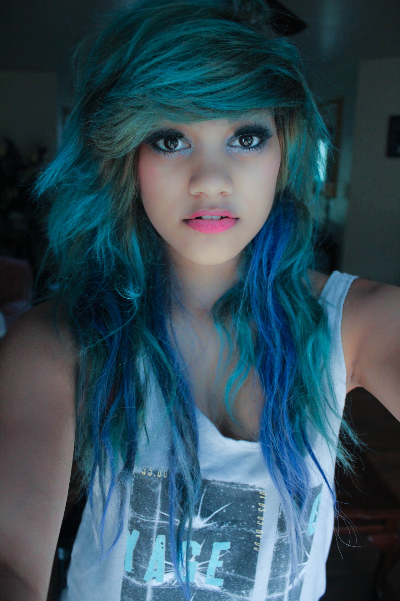 Girl with Blue Green Ombre Hair