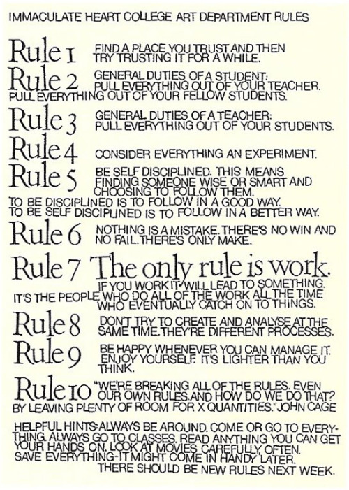 10 Rules for Students and Teachers (and Life) by John Cage and Sister Corita Kent