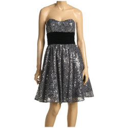 Betsey Johnson Strapless Sequined Rose Lace Dress