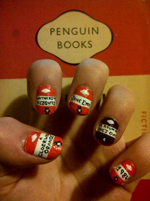Penguin Books classic orange cover on my nails!