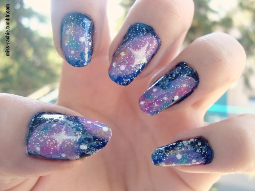 miss-rachie: Galaxy nails :) Colors used: Nail Paint by BarryM: