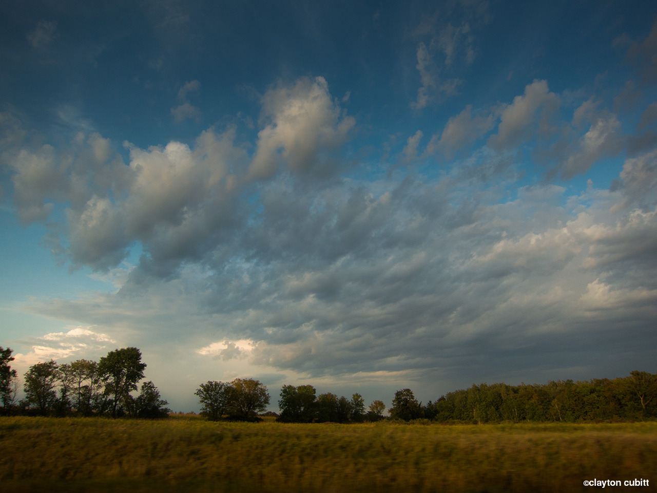 Clouds over farmland and trees, northern Minnesota   (2706)