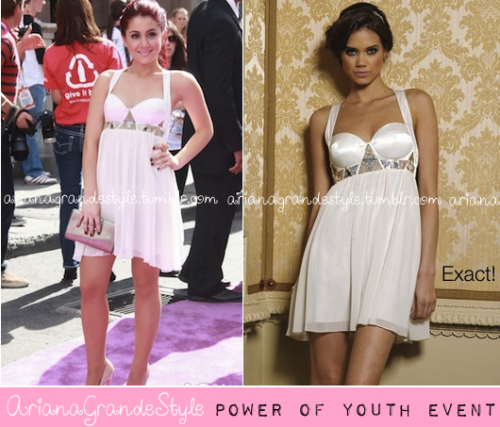 Ariana at the &#8220;Power of Youth Event&#8221; back in 2010. Exact Ivory Embellished Harness Dress from Lipsy. Buy HERE from Ebay. Buy HERE from Jeanwise. 