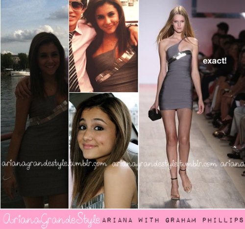 Ariana celebrating her 16th birthday in Paris. Exact Armor-Trim Dress from Herve Leger. Buy HERE from saksfifthavenue. 