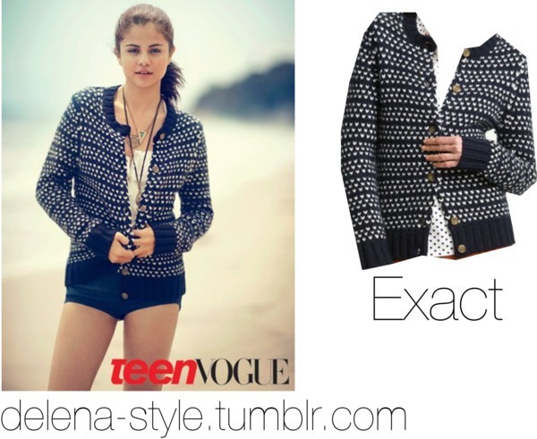 Selena wore this cardigan for a Teen Vogue photoshoot.