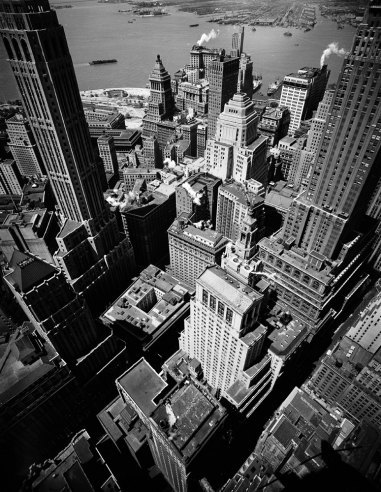 A birds-eye view of Lower Manhattan, 1945.
On the anniversary of the 9/11 attacks, LIFE pays tribute to New York with photos of Lower Manhattan, made in the decades before the Twin Towers defined the foot of the island.
