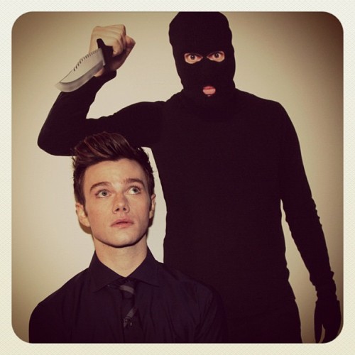 fyeahgleeclub:

teamcoco #chriscolfer is on the show tonight. Watch and find out what this pic is all about.

