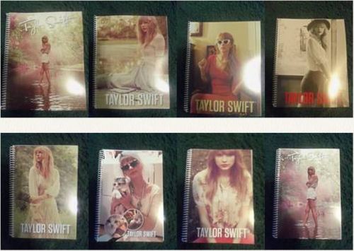 staybeautifultaylorswift:

Taylor Swift Notebooks! Credit to the owner from taylor swift forums. http://taylorswift.com/forum/merchandise/2165511
