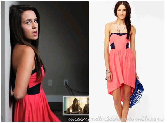 This is the cute pink and black cut out dress that Megan wears in the Megan and Liz cover of Lights by Ellie Goulding.You can buy it HERE from Nasty Gal for $58  