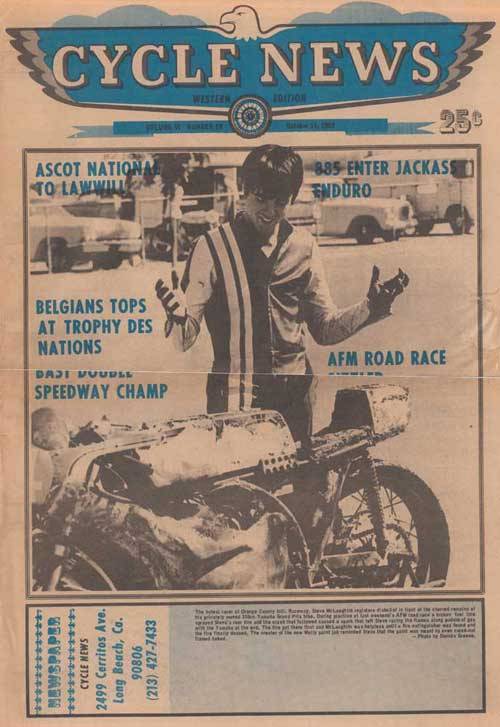 Vintage Bike Magazine/Cycle News 1969 Octover Cover Scrap Poster