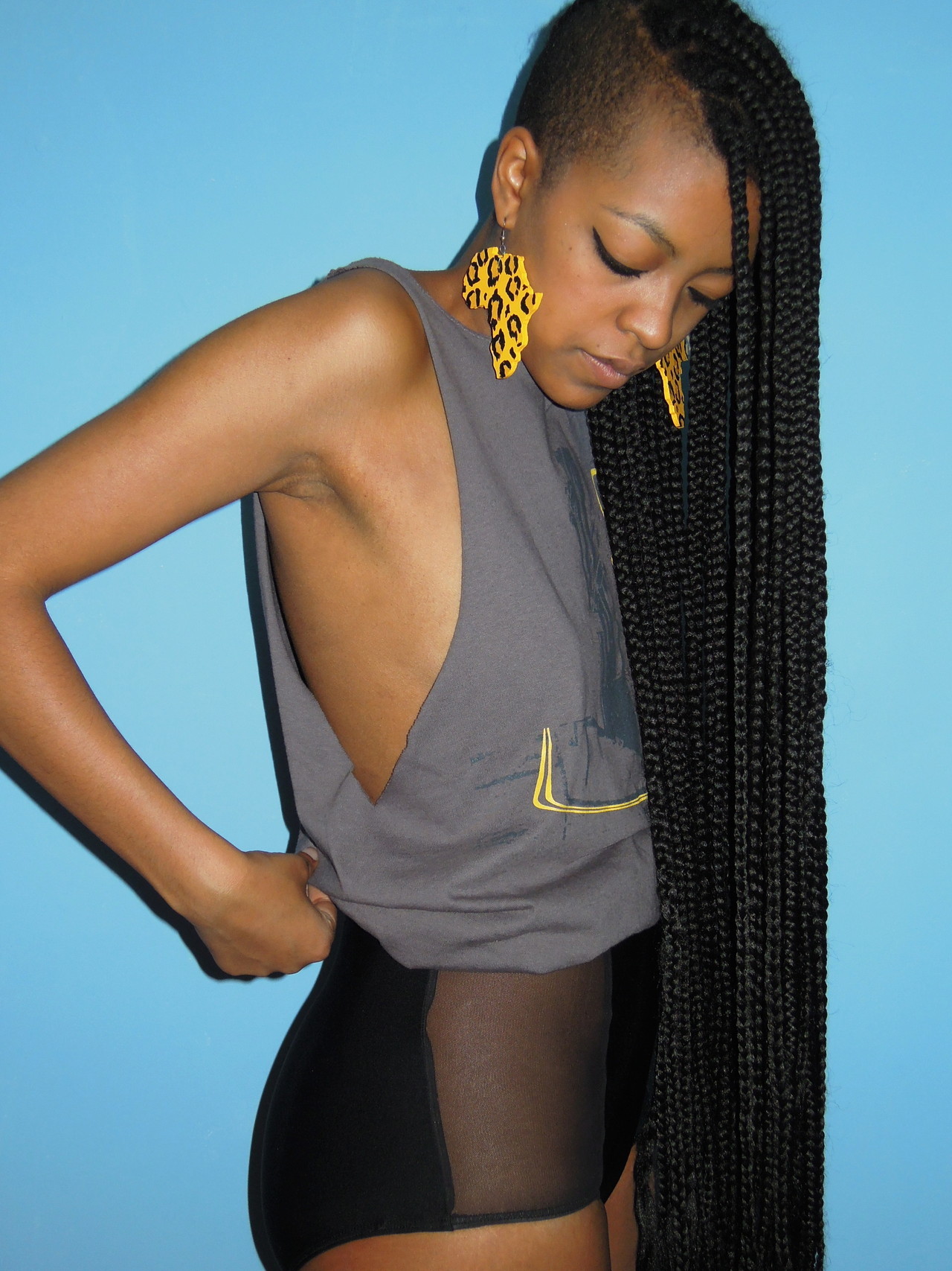Box Braids with Shaved Sides