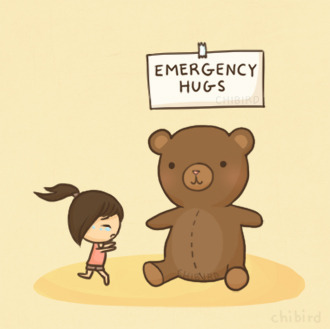 chibird:

Teddy bear and real person hugs are the most comforting, but as a last resort, take my virtual hug. >w<
