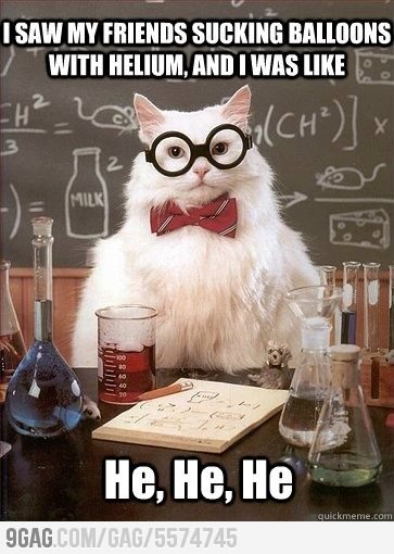 Chemistry Cat on Helium Joke 
