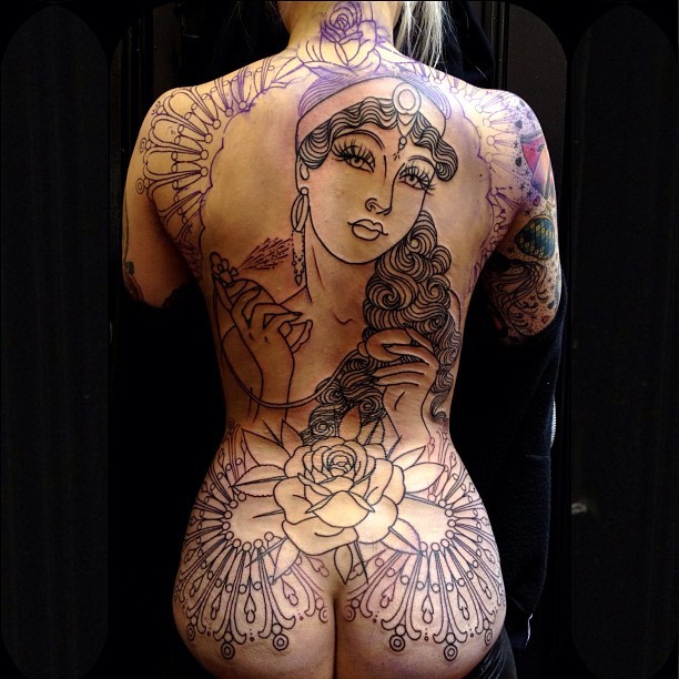 tattoosforpassionnotfashion:

done by rose hardy
(in progress)
