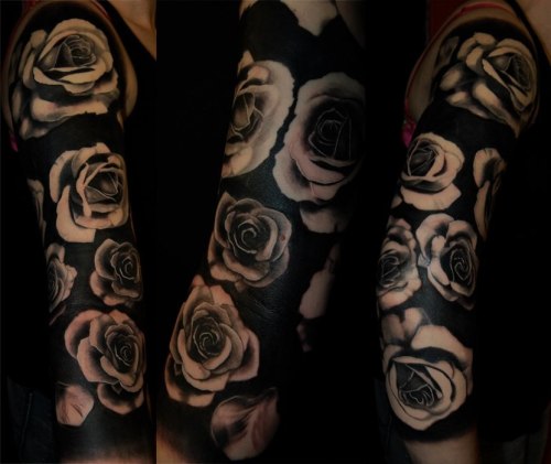 tattoo flower tattoo sleeve tattoo black and grey tattoo ...