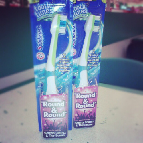 
&#8220;Tooth Tunes&#8221; has a new tooth brush that plays &#8220;Round and Round&#8221; by Selena Gomez and The Scene. 
