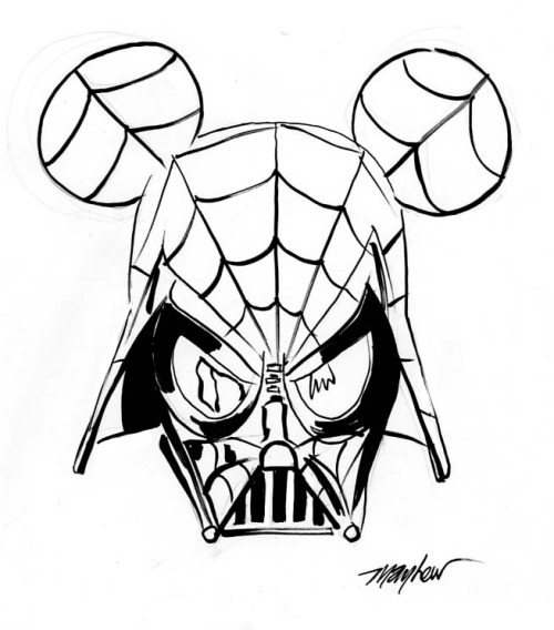 Spider-Vader-Mickey sketch by Mike Mayhew
