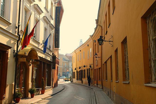 ysvoice:

| ♕ |  Crescent street in Vilnius, Lithuania  | by ©Nige Burton
