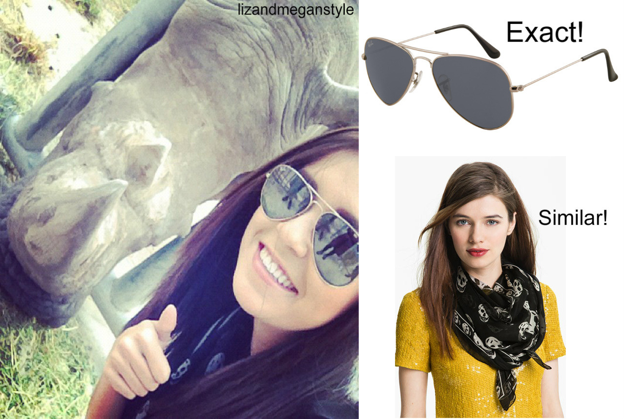 Ray Ban Aviator- $145
Alexander McQueen &#8220;Skull&#8221; Chiffon Scarf- $295
DISCLAIMER: the scarf is SIMILAR! i know that it is from hot topic, that is why it says SIMILAR. please read before complaining.