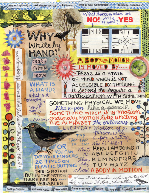 austinkleon:

thenearsightedmonkey:

Writing by hand… does it ring a bell? Does it ring and ring? (Image by Lynda Barry)
How soft the music of those village bells, Falling at interval upon the ear In cadence sweet; now dying all away, Now pealing loud again, and louder still, Clear and sonorous, as the gale comes on! With easy force it opens all the cells Where Memory slept. 
— William Cowper- Task (bk. VI, l. 6)
Source … and other source

Filed under: handwriting
